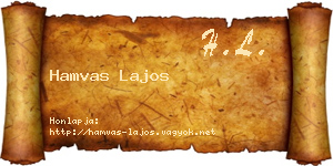 Hamvas Lajos névjegykártya